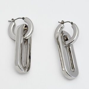 MILOR Italy 14K White Gold Chunky Link Drop Earrings Convertible Huggie Hoops